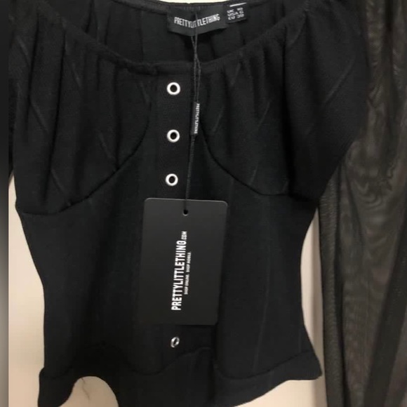 PLT black mesh sleeves bodysuit - Picture 4 of 5